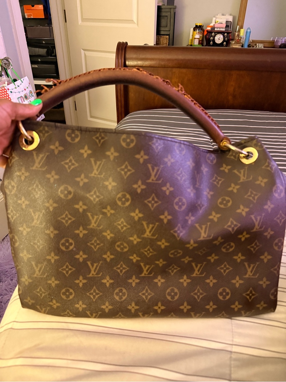 Louis Vuitton Monogram Canvas Shoulder Tote in Brown and Tan
